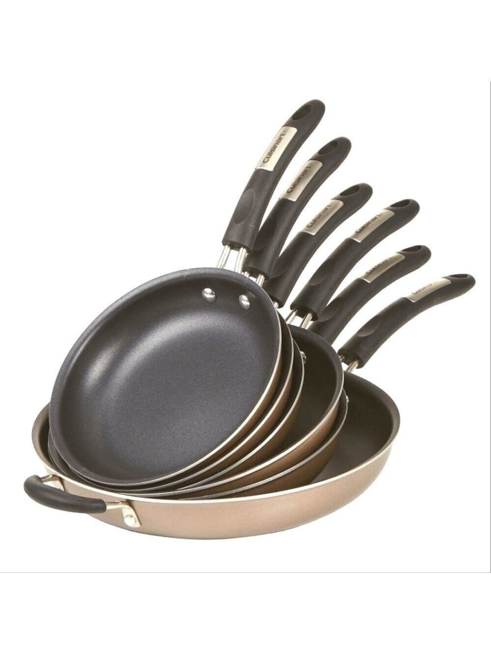 CUISINART ALUMINUM NON-STICK SKILLET SET CHAMPAGNE